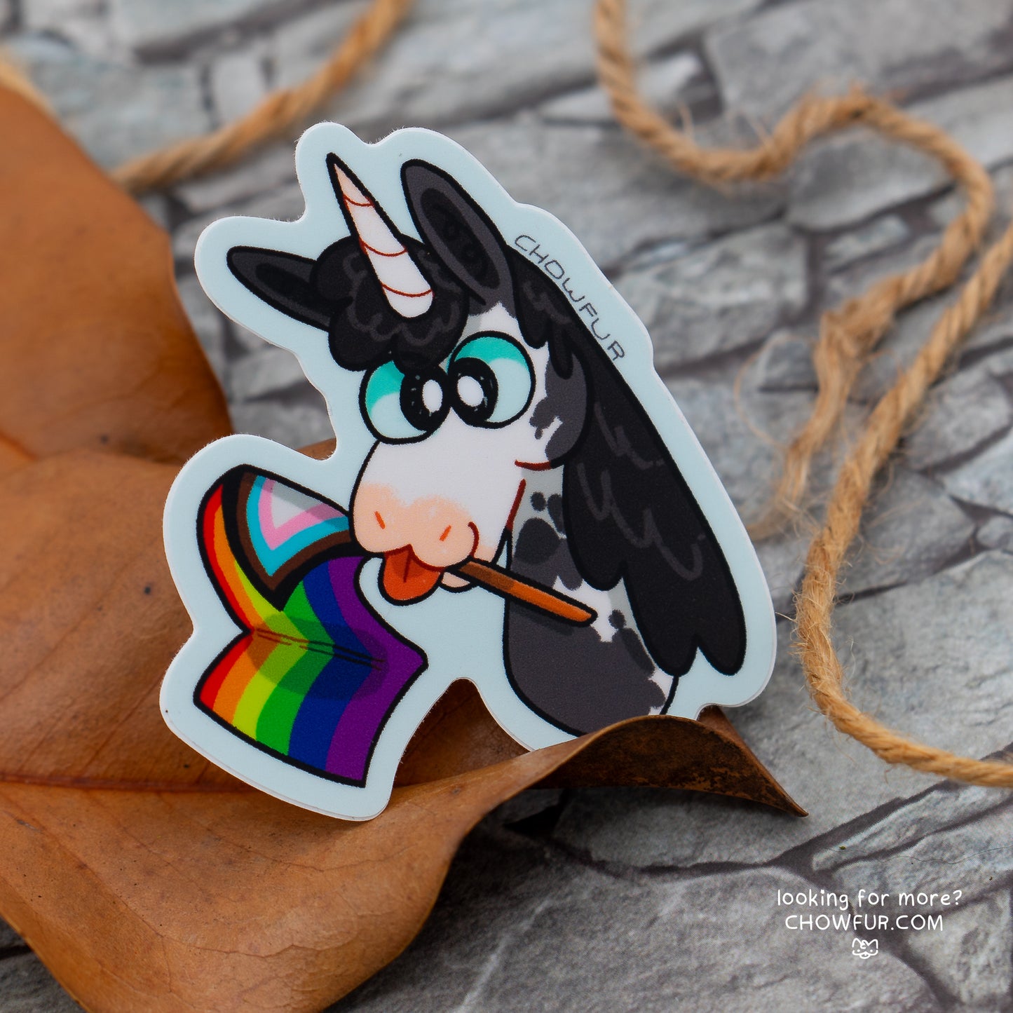 Unicorn LGBTQ+ Pride Sticker - $4 - Furry Sticker only from Chowfur.com -  Shop now!