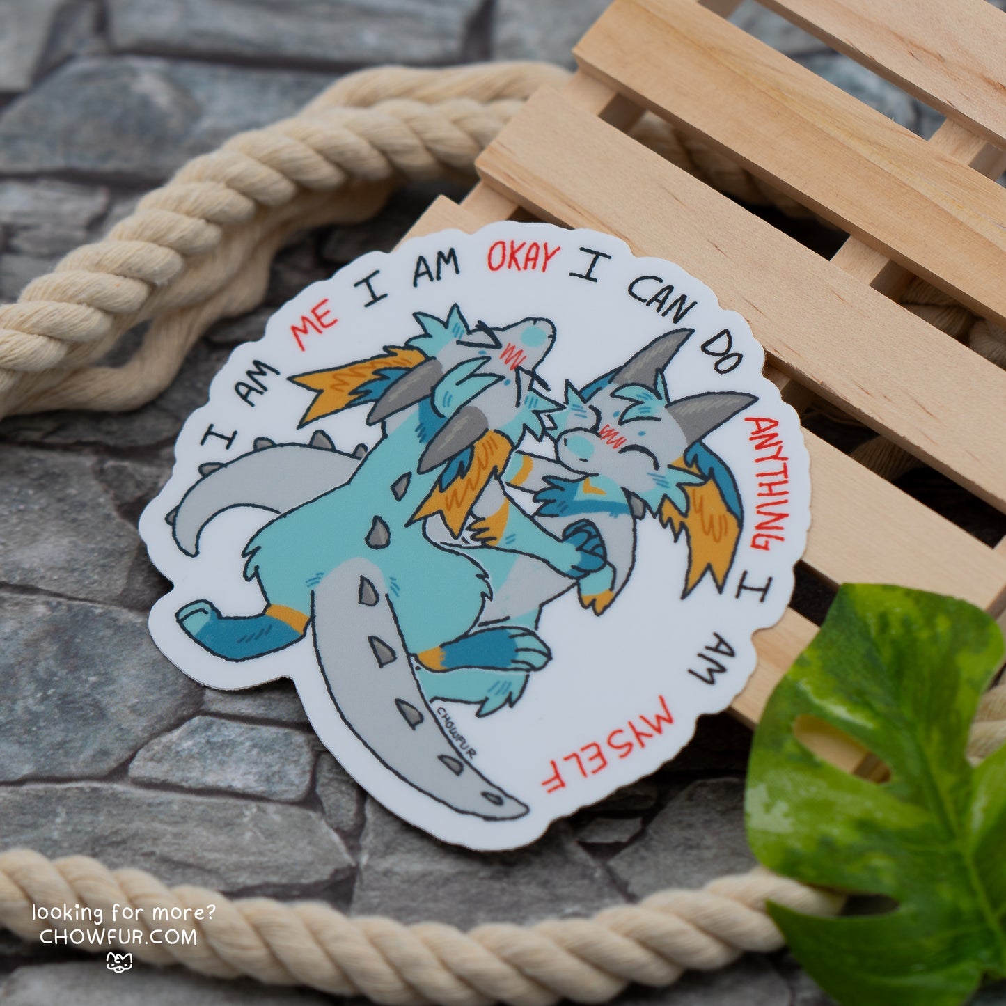 Large Affirmations Sticker - $5 - Furry Sticker only from Chowfur.com - Shop now!