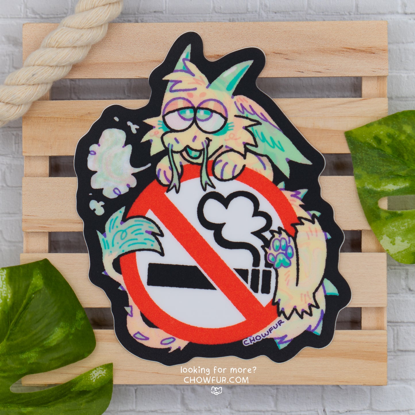 No Smoking Sticker - $4 - Furry Sticker only from Chowfur.com - Shop now!