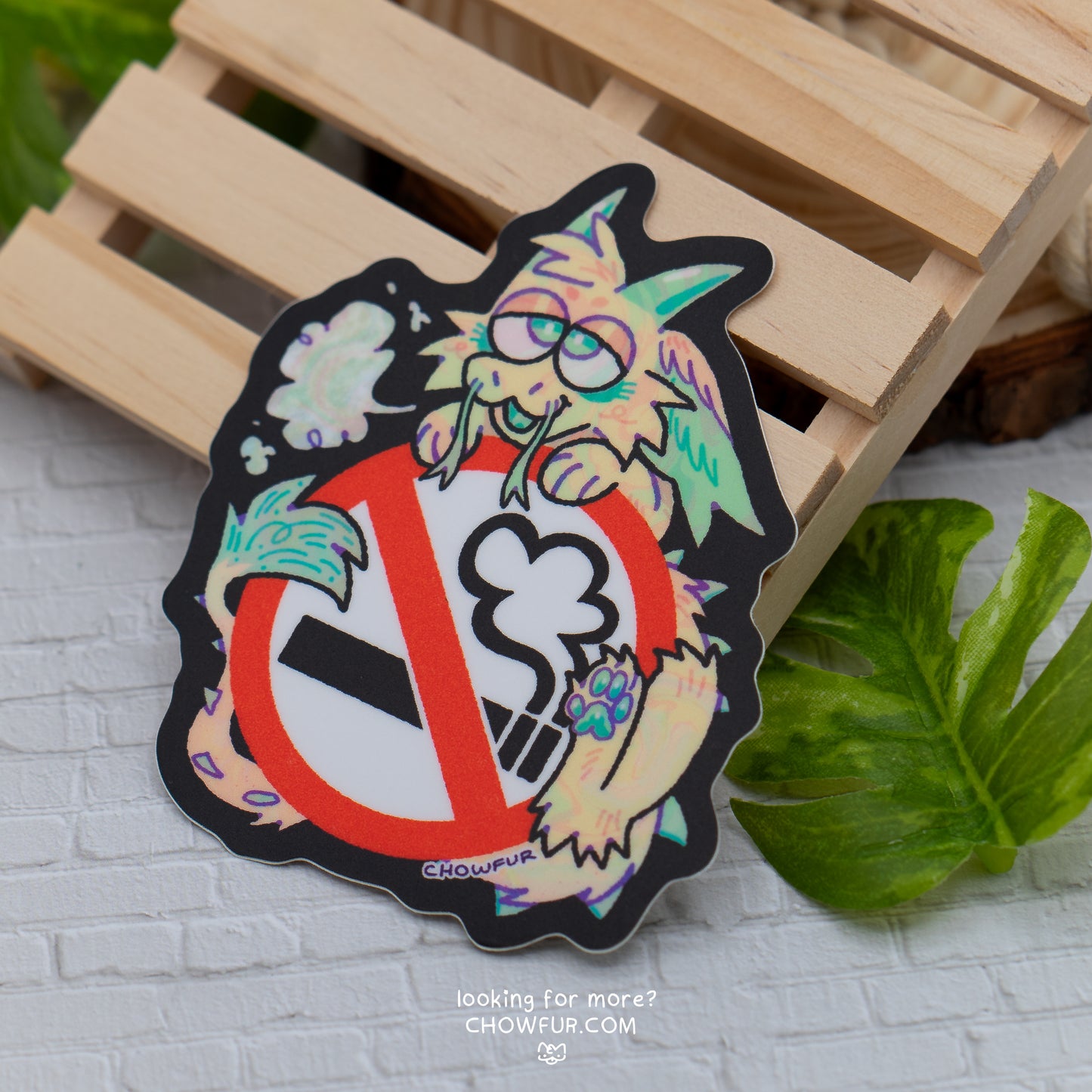 No Smoking Sticker - $4 - Furry Sticker only from Chowfur.com - Shop now!
