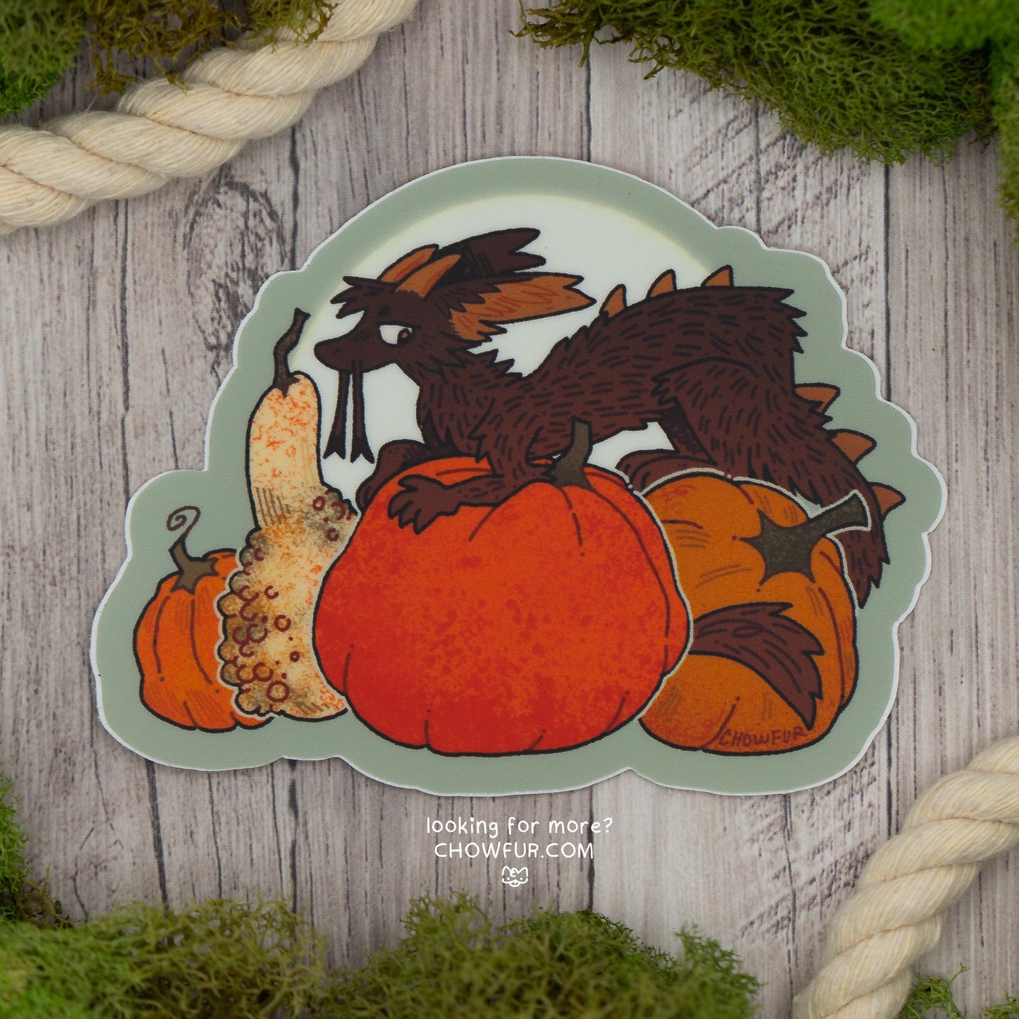 Pumpkin Hoarder Sticker - $4 - Furry Sticker only from Chowfur.com -  Shop now!