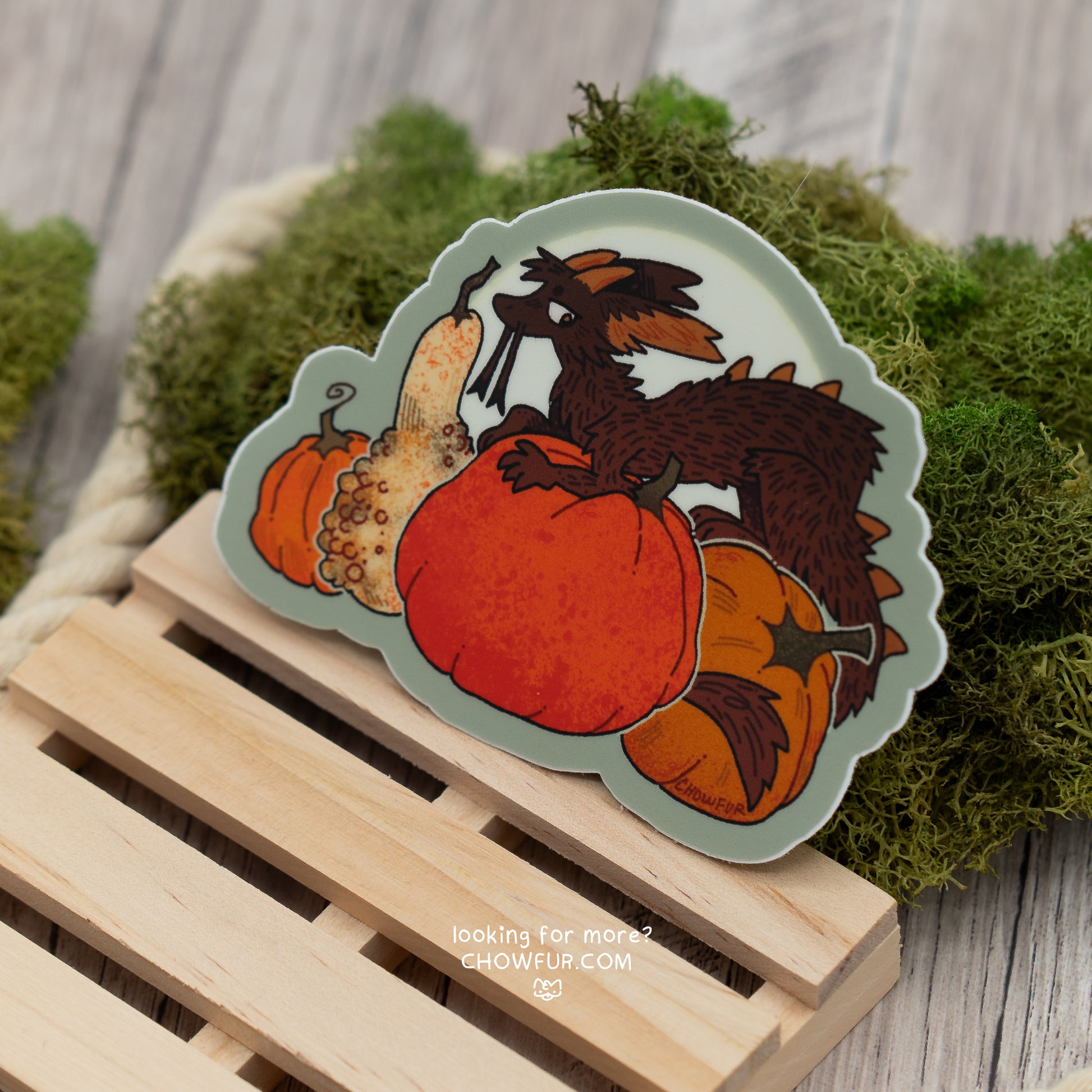 Pumpkin Hoarder Sticker - $4 - Furry Sticker only from Chowfur.com -  Shop now!