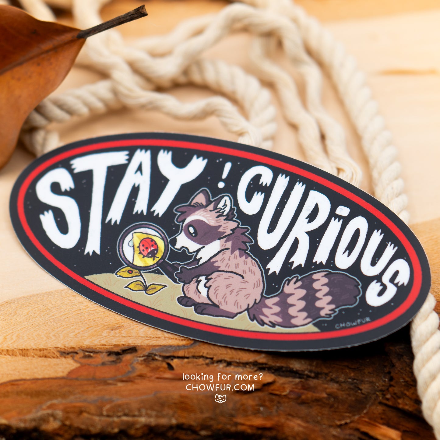 Stay Curious Mini-Bumper Sticker - $8 - Furry Sticker only from Chowfur.com -  Shop now!