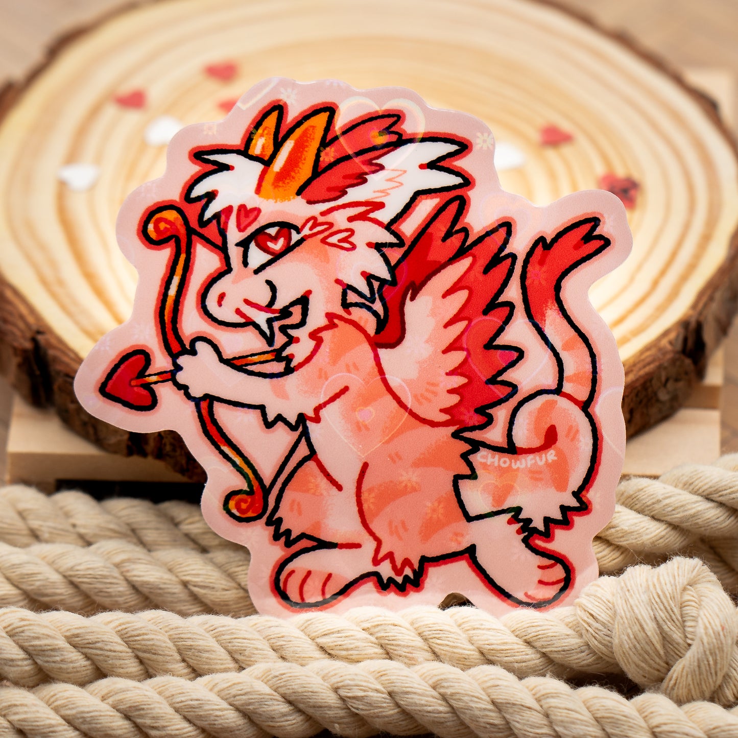 Cupid Dragon Iridescent Sticker - $5 - Furry Sticker only from Chowfur.com - Shop now!