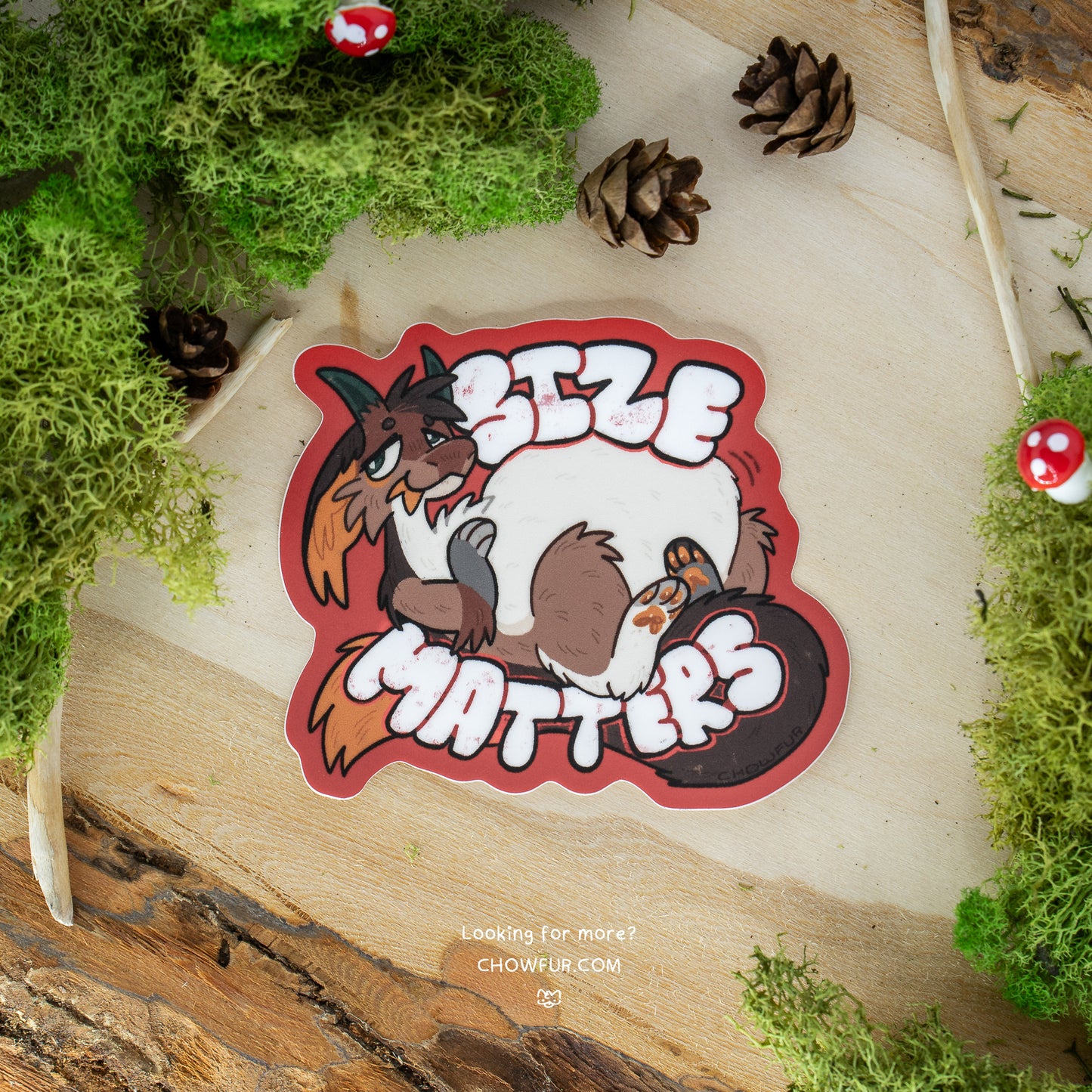 Size Matters Sticker - $4 - Furry Sticker only from Chowfur.com - Shop now!