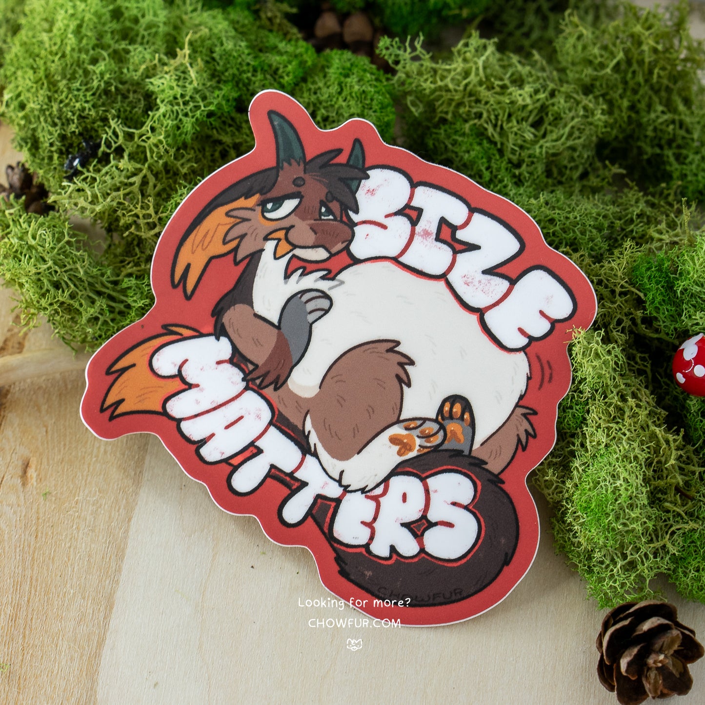 Size Matters Sticker - $4 - Furry Sticker only from Chowfur.com - Shop now!