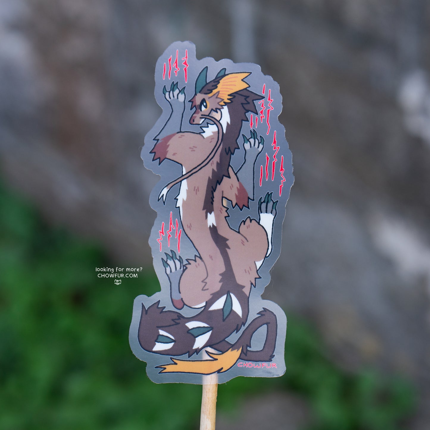 Large Dragon Scratch Clear Sticker - $6 - Furry Sticker only from Chowfur.com - Shop now!