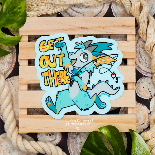 Fisher Get Out There Sticker - $4 - Furry Sticker only from Chowfur.com -  Shop now!
