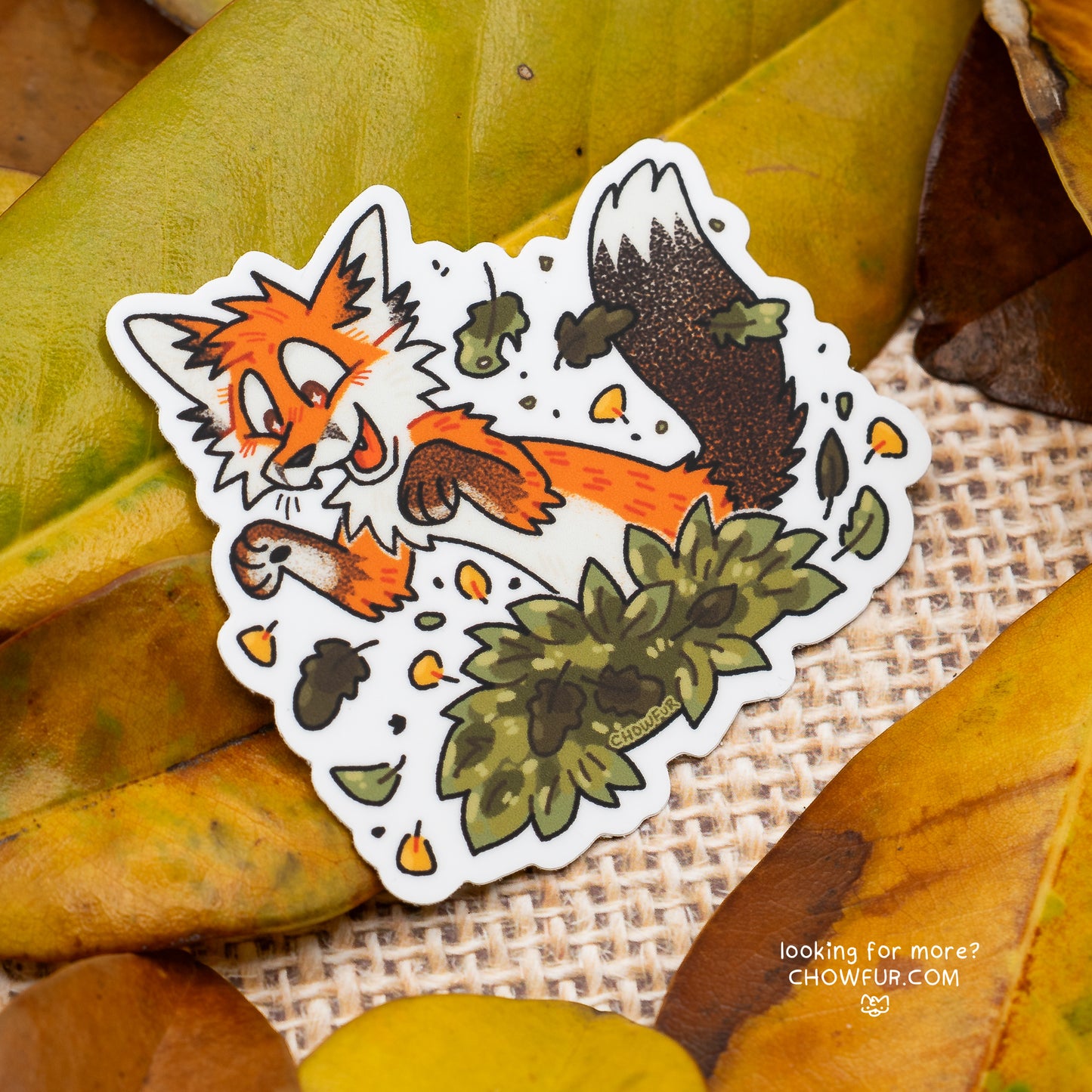 Fox In Leaves Sticker