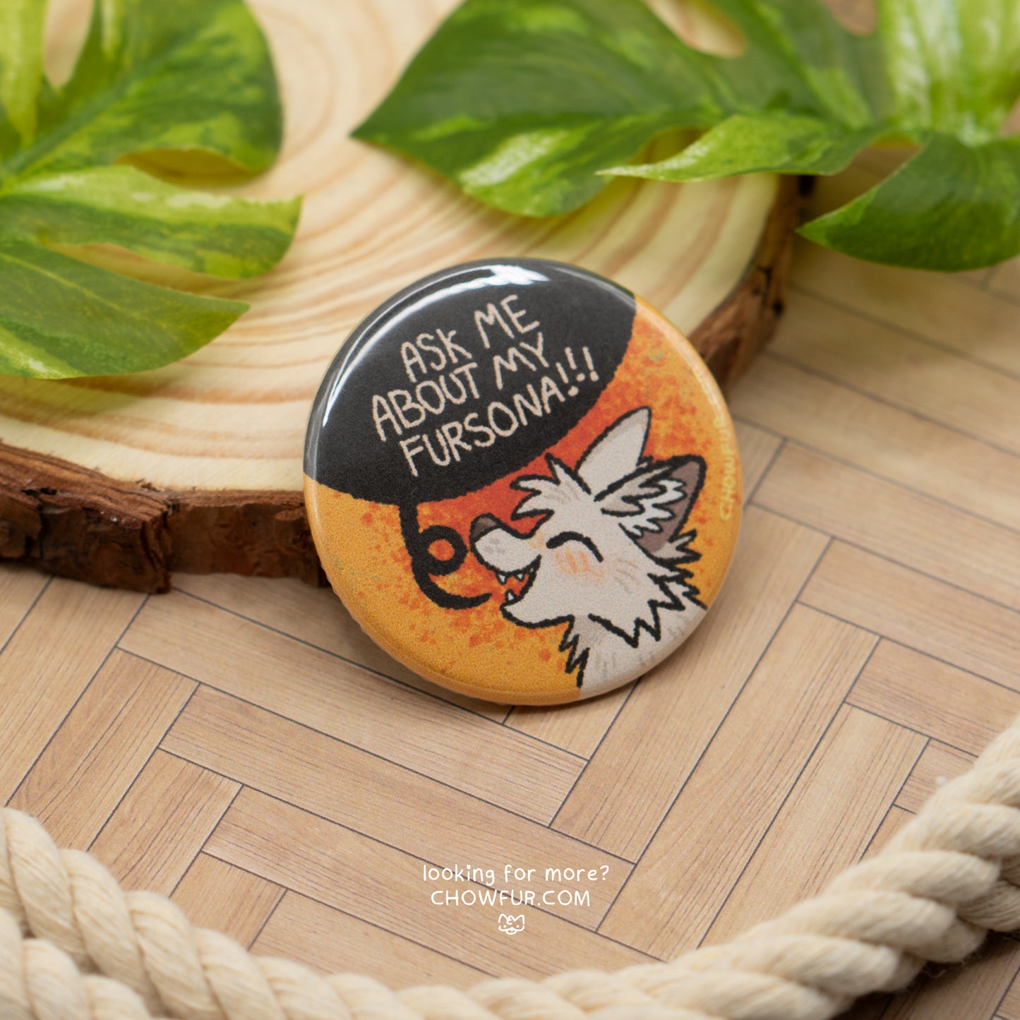 Ask Me About My Fursona Button - $3 - Furry Button only from Chowfur.com - Shop now!