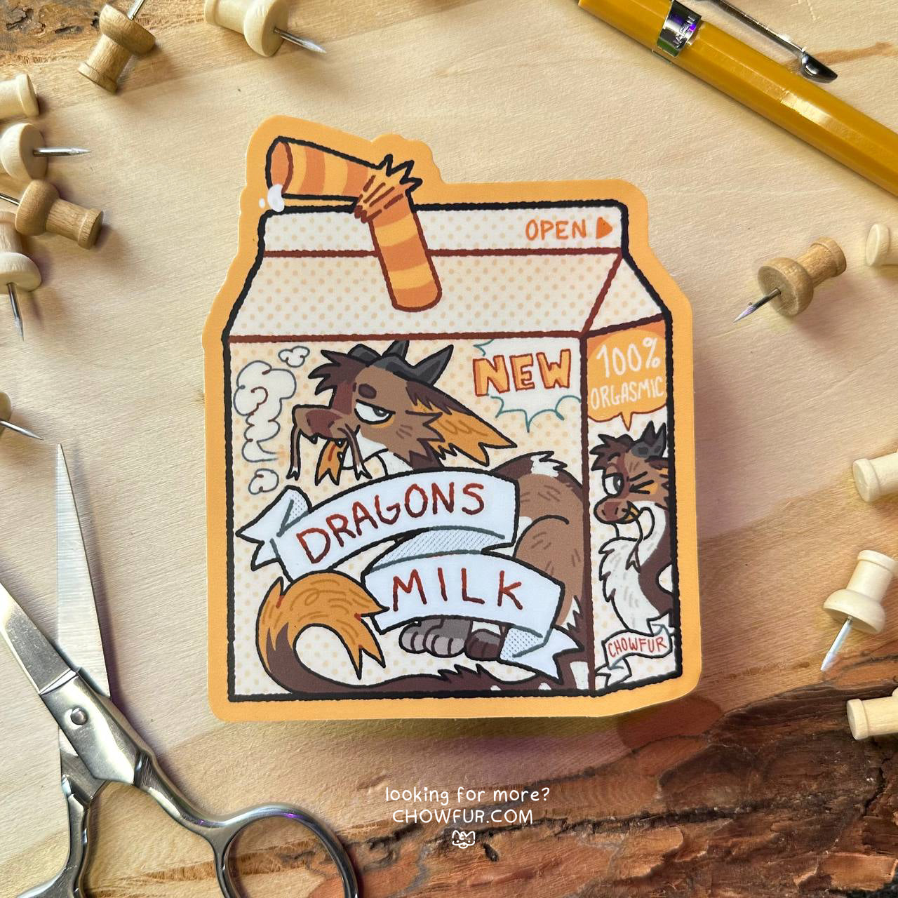 Oishii Dragons Milk Sticker - $4.50 - Furry Sticker only from Chowfur.com - Shop now!