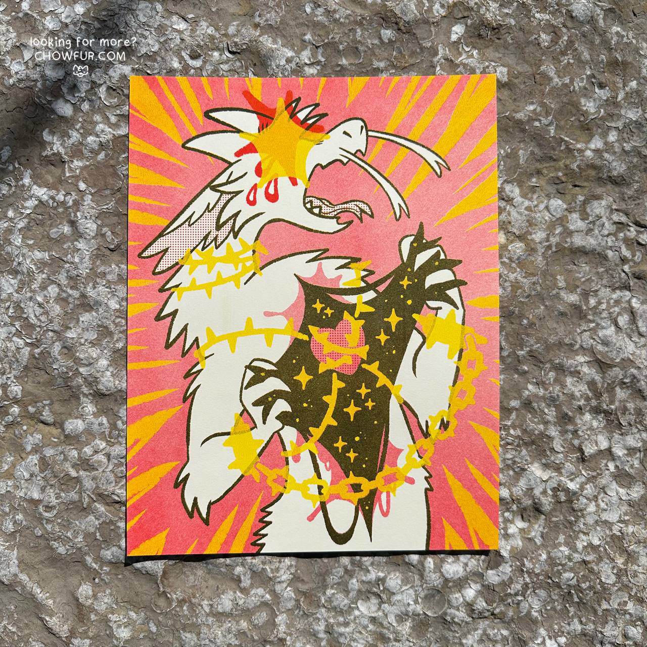Chained Heart Riso Print - $30 - Furry Print only from Chowfur.com -  Shop now!
