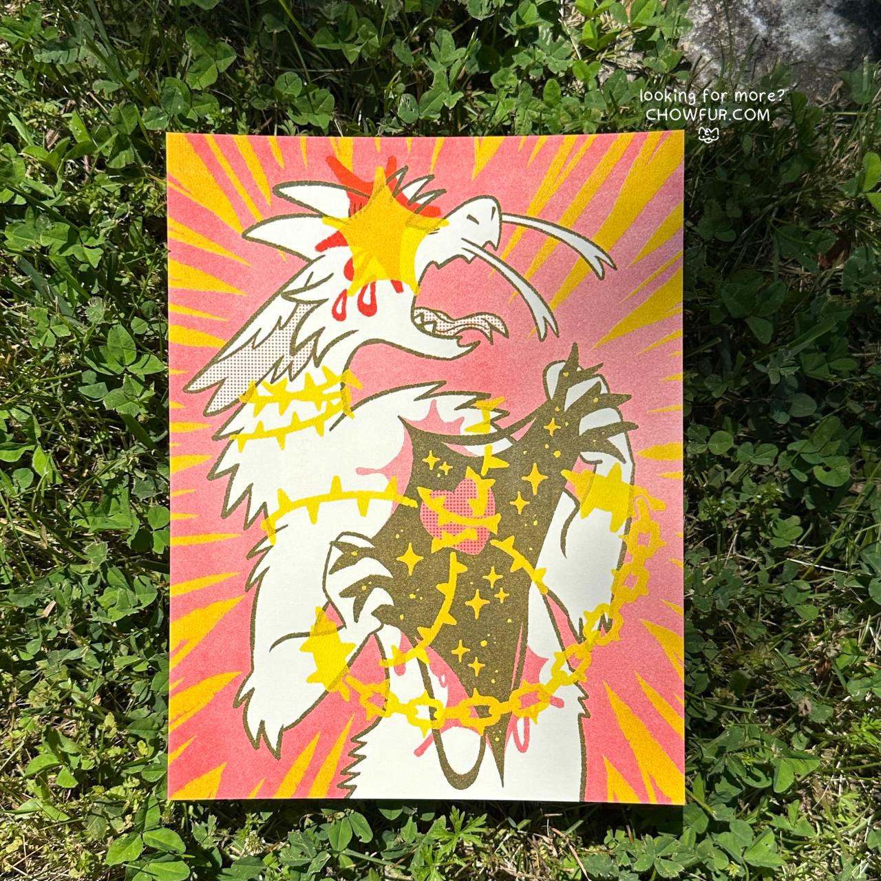 Chained Heart Riso Print - $30 - Furry Print only from Chowfur.com -  Shop now!