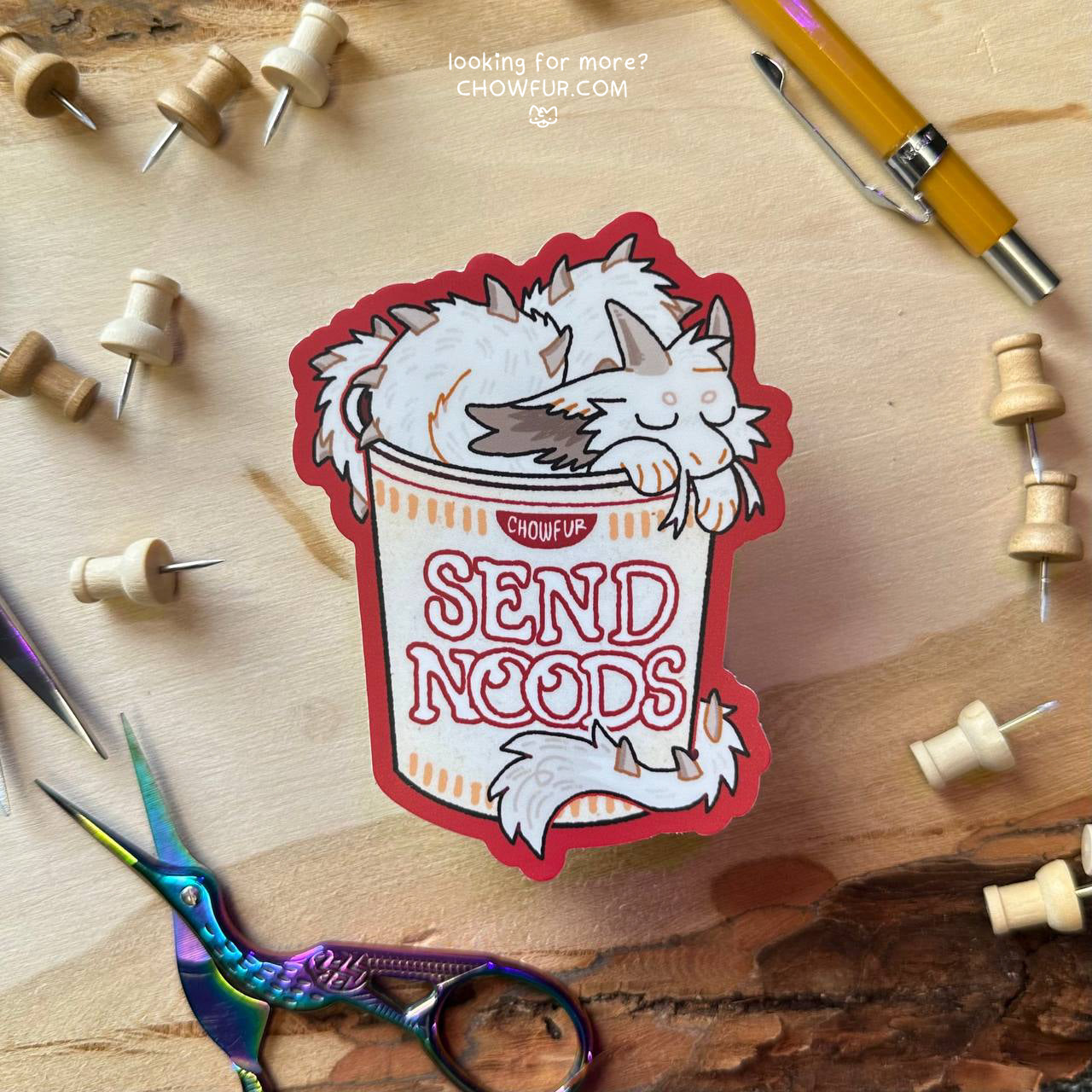 Send Noods Sticker - $4 - Furry Sticker only from Chowfur.com - Shop now!