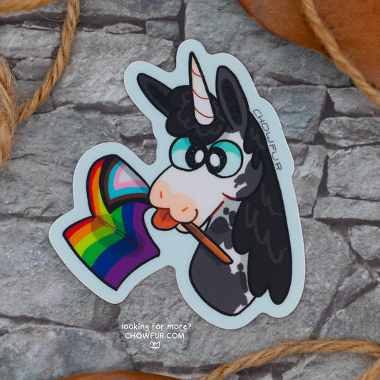 Unicorn LGBTQ+ Pride Sticker - $4 - Furry Sticker only from Chowfur.com -  Shop now!