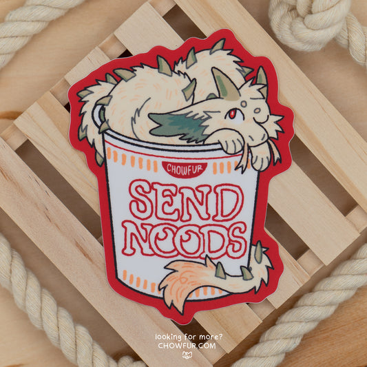 Send Noods Sticker - $4 - Furry Sticker only from Chowfur.com -  Shop now!