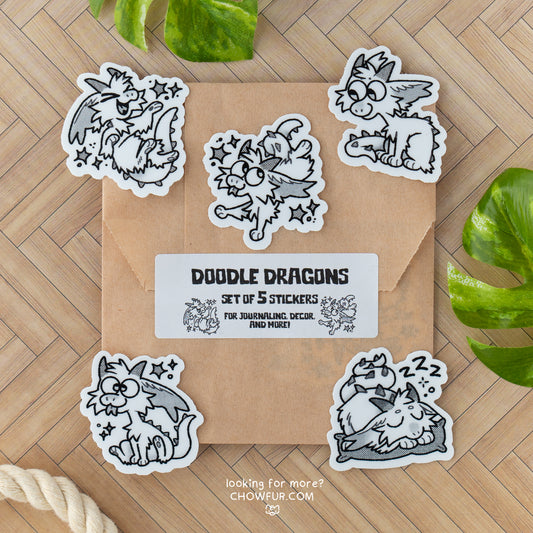 Doodle Dragon Sticker Pack - $10 - Furry Sticker only from Chowfur.com -  Shop now!