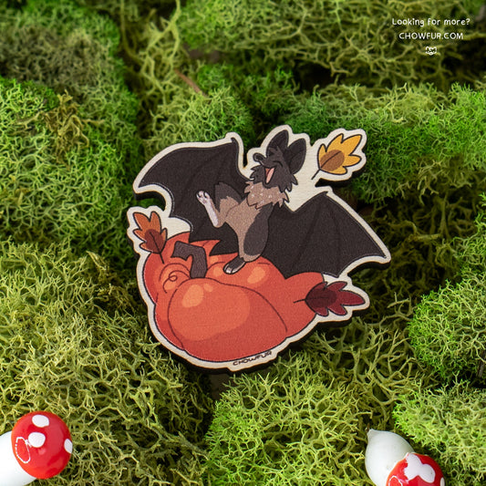 Pumpkin Fruit Bat Wooden Pin