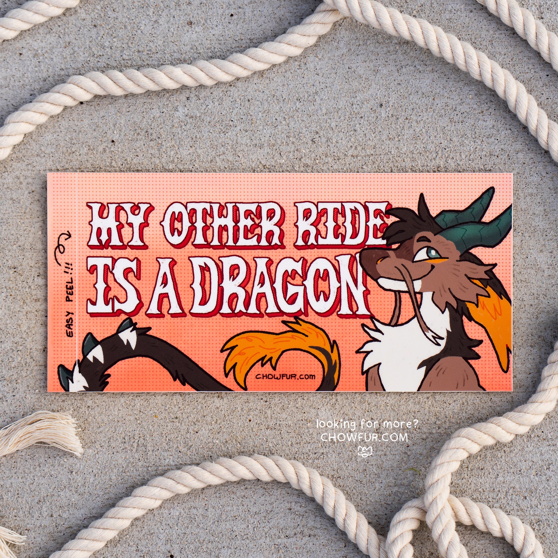 Oishii My Other Ride Is A Dragon Bumper Sticker - $10 - Furry Bumper sticker only from Chowfur.com -  Shop now!