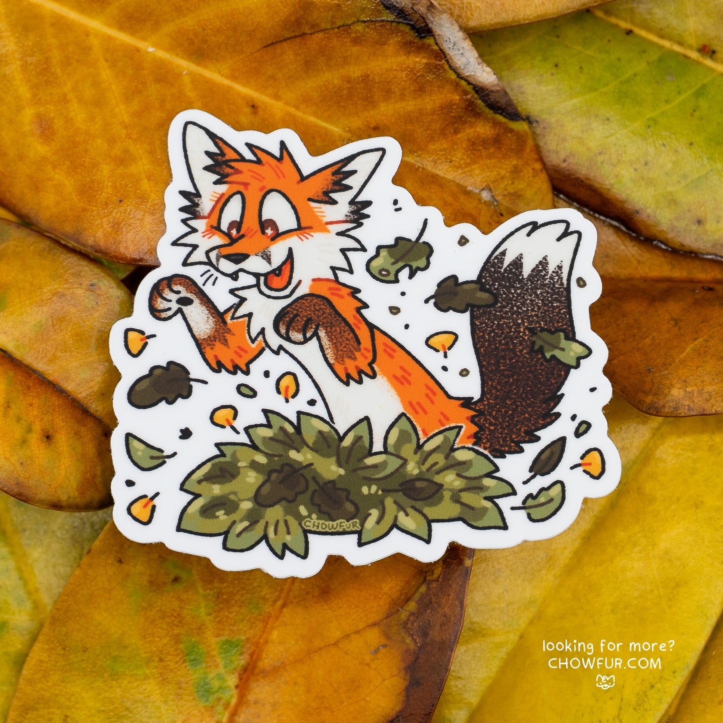 Fox In Leaves Sticker