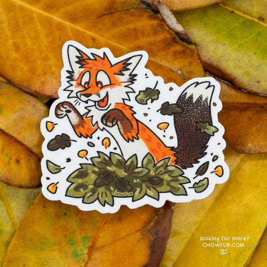 Fox In Leaves Sticker