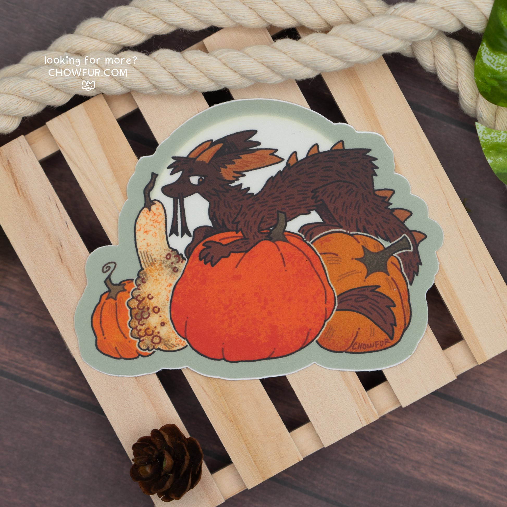 Pumpkin Hoarder - $4 - Furry Sticker only from Chowfur.com -  Shop now!