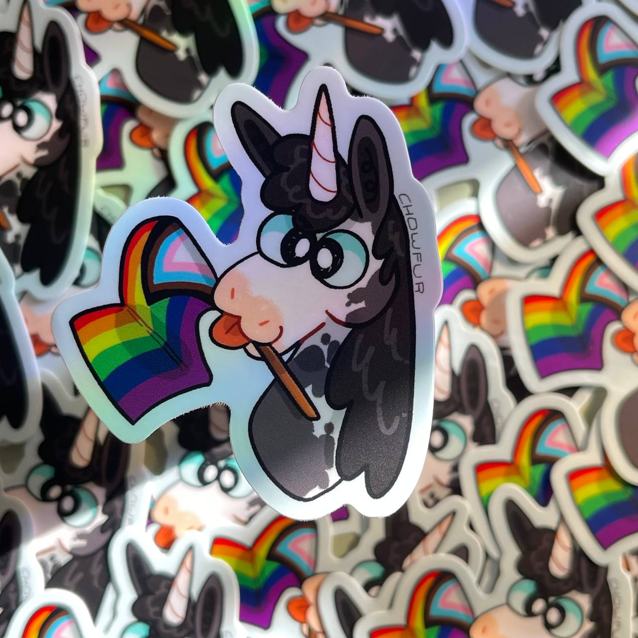 Unicorn LGBTQ+ Pride Sticker - $4 - Furry Sticker only from Chowfur.com -  Shop now!