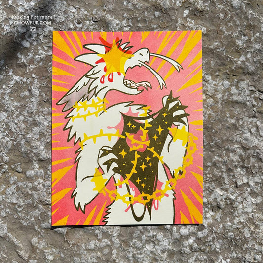 Chained Heart Riso Print - $30 - Furry Print only from Chowfur.com -  Shop now!