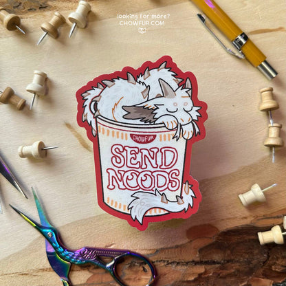 Send Noods Sticker - $4 - Furry Sticker only from Chowfur.com -  Shop now!