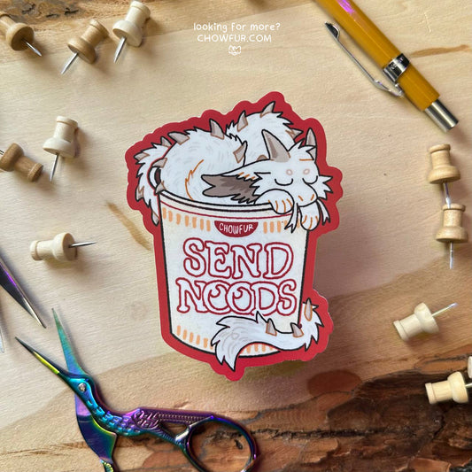 Send Noods Sticker - $4 - Furry Sticker only from Chowfur.com -  Shop now!